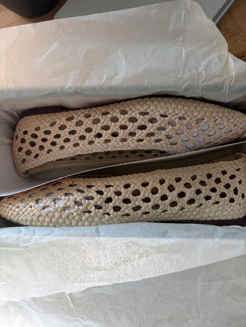 J.Crew Quinn Handwoven Leather Ballet Flats Warm Sesame Size 8 - Picture 8 of 10